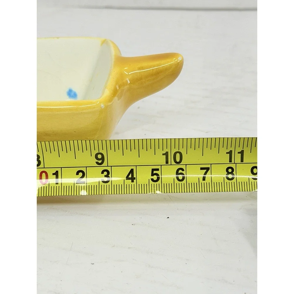 Ceramic Dachshund Dog Planter Trinket Dish Catchall Yellow 10